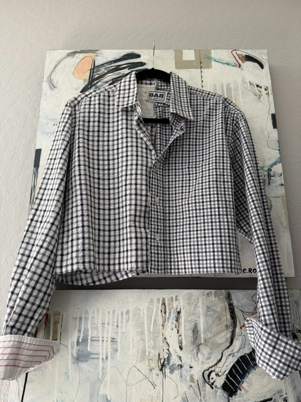 Cropped custom-made Button up shirt in contrast checked pattern